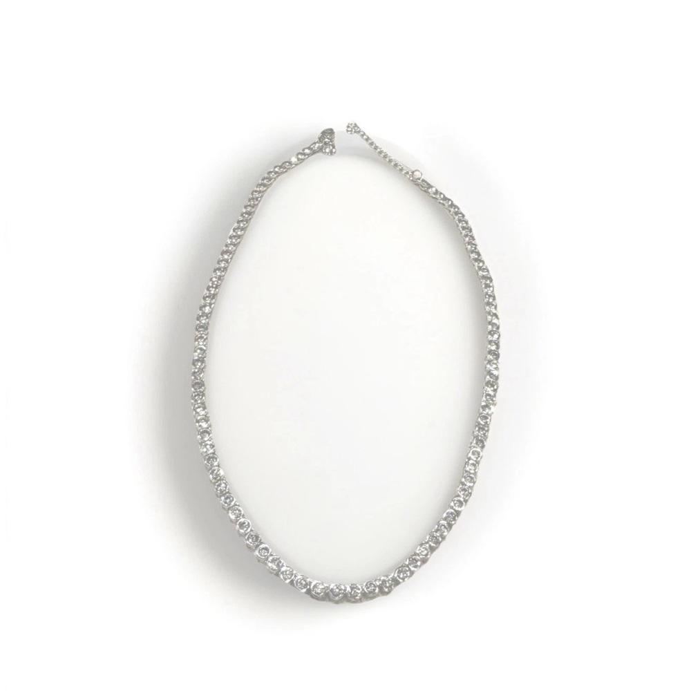 Madewell The Tennis Collection Bezel Set Crystal Necklace in Polished Silver
